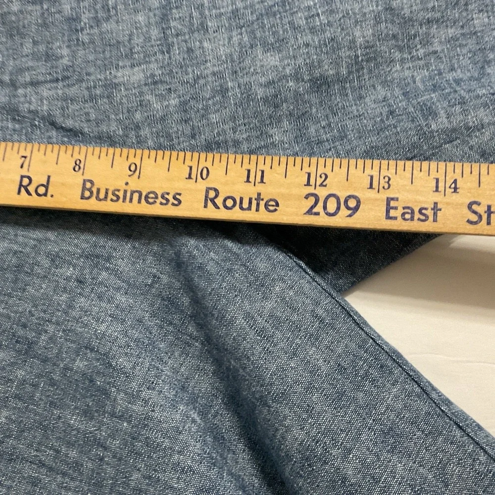 Old Navy Straight Linen Blend Pants Blue Preppy Beach Loose Fit Sz M